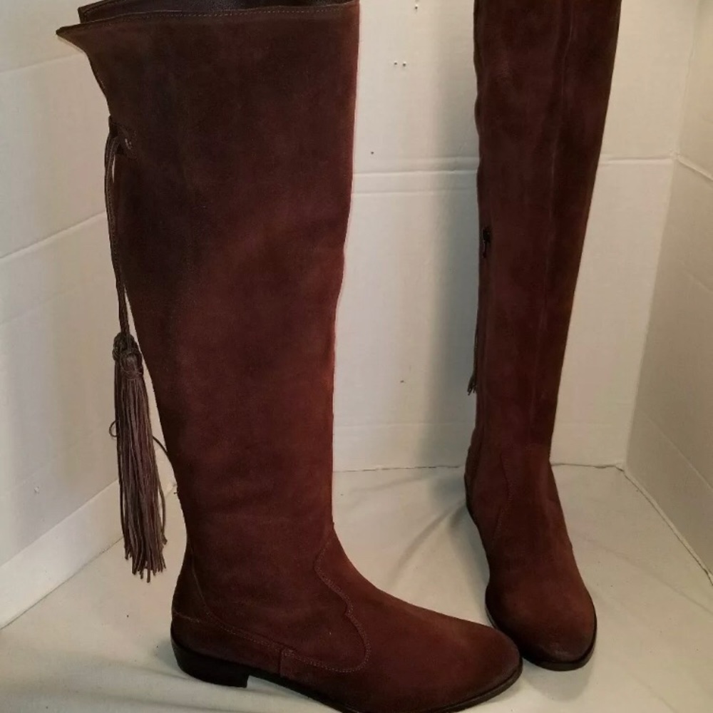 FREE PEOPLE MAHOGANY SUEDE MADDOX RIDING BOOTS